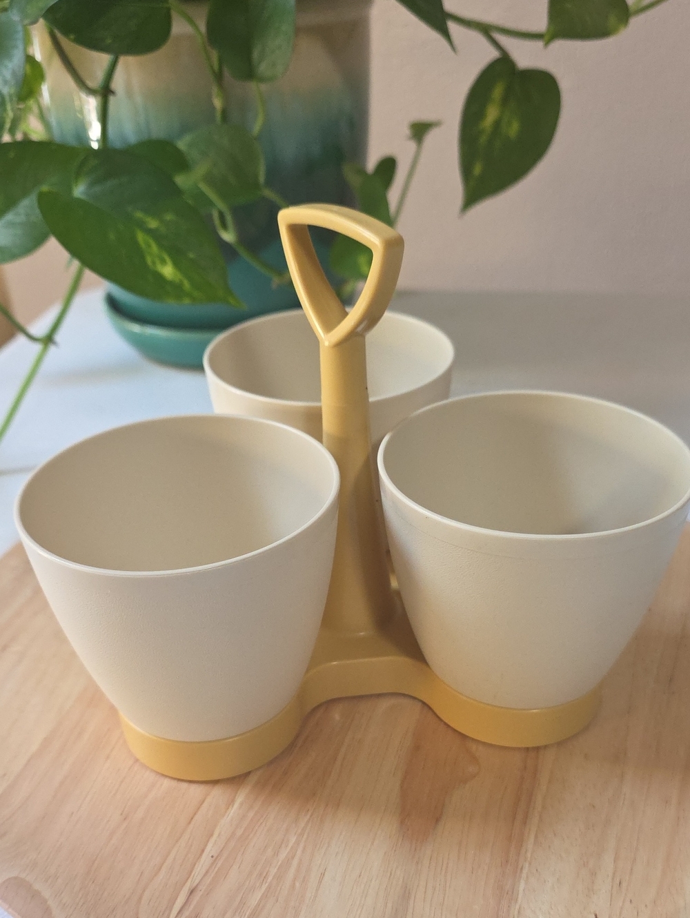 Vintage 1970s Tupperware Condiment  Caddy Server 3 Bowls  757-3